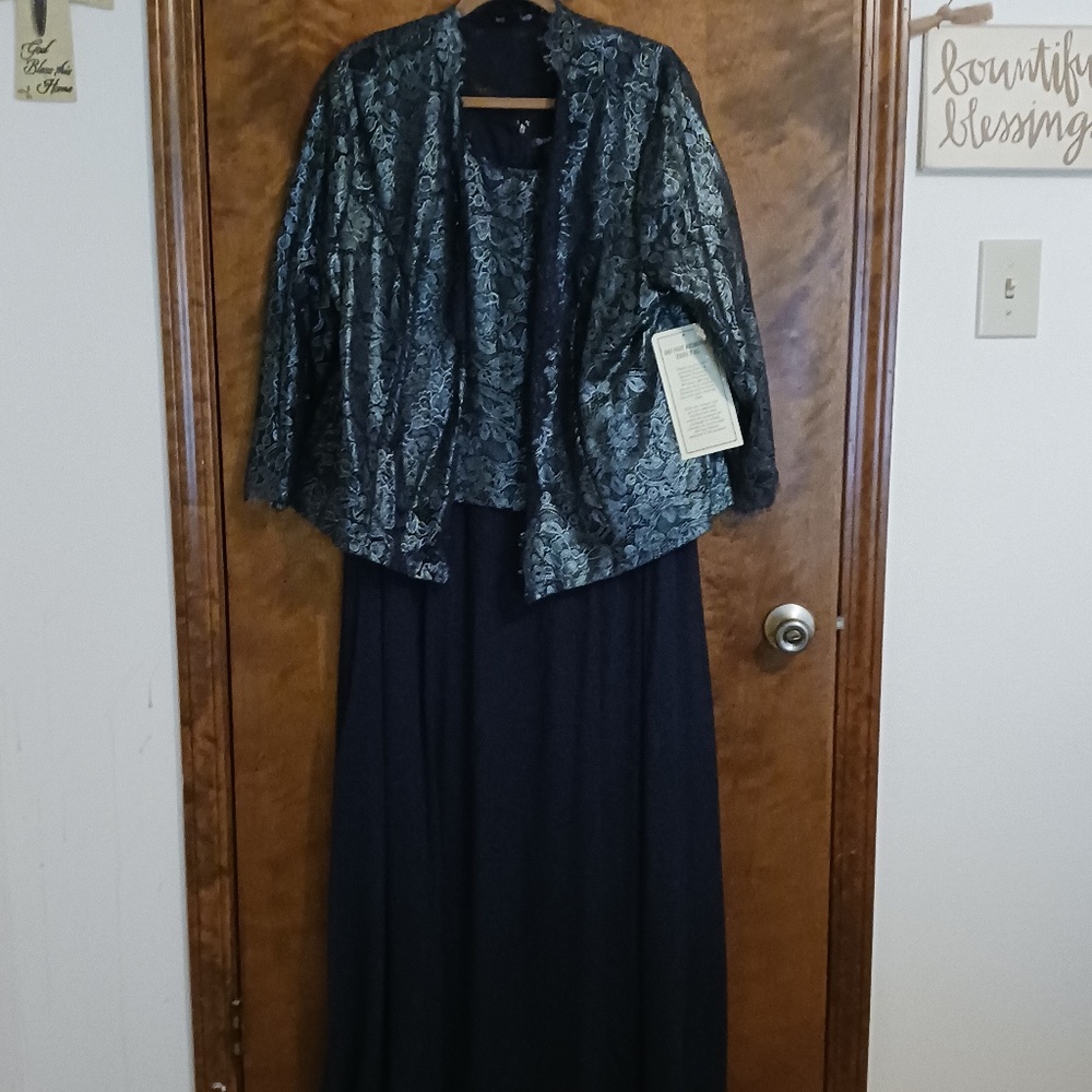 NWT, Formal Evening Gown with jacket, Roaman’s Size 24W, Blue, (wedding, cruise)